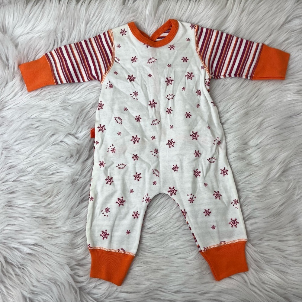 NWOT Christmas White & Orange Striped Baby Onesie - G de B